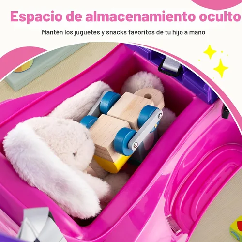 Vista 6 de Costzon Coche de empuje para niños pequeños, cochecito 3 en 1, auto deslizante para caminar con asa, toldo, cinturón de seguridad, bocina, música