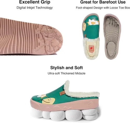 Vista 7 de UIN - Pantuflas de mujer, cómodas, modernas, pintadas con diseños artísticos, para viajar, con punta ancha, estilo informal, para el hogar
