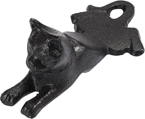Vista 11 de Sumnacon Tope de puerta de hierro fundido – Tope de puerta rústico resistente para evitar perforar agujeros, cuña de puerta de metal vintage