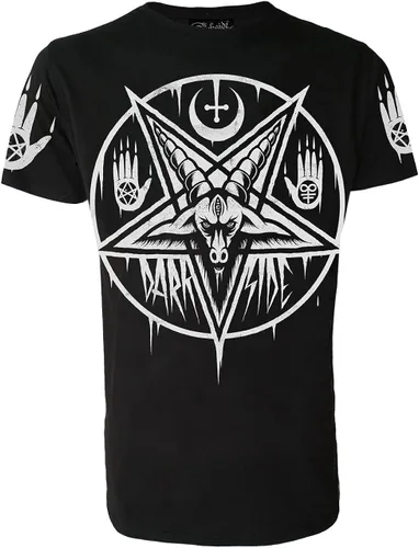 Vista 3 de Pentagram Baphomet Mens negro camiseta gótico ocultista Satanic Rock Graphic Tee