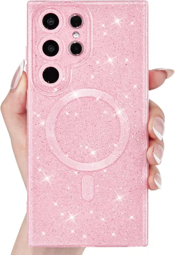 Vista 33 de Svanove Funda magnética con purpurina para Samsung Galaxy S22, compatible con Magsafe Cute, brillante, brillante, estética, dura y brillante