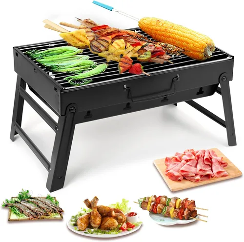 Vista 8 de Uten Parrilla de carbón, parrilla de barbacoa Plegable Portátil Ligero Parrilla de ahum