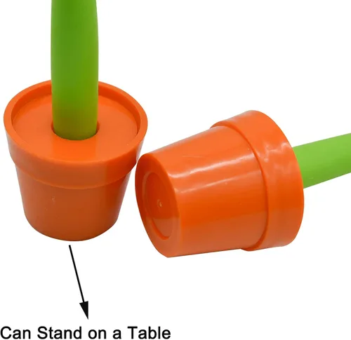 Vista 5 de Maydahui Juego de 4 bolígrafos de flores con soporte para macetas en el escritorio, bonito diseño creativo colorido para fiesta de estudiantes, día