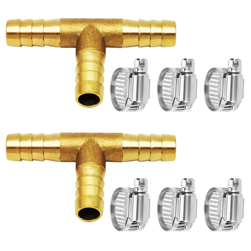 Vista 10 de Da by 3 unids 1/2" (12.5mm) Barb Splicer Mender Hose Latón Barb Fitting con 6 abrazaderas de tubo de acero inoxidable para agua/combustible/aire
