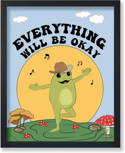 Vista 49 de Poster Master All That Is Meant To Be Poster - Retro Frog on Mushroom Print - Meditation Art - Motivational Design - Preppy Print - Trendy Decor