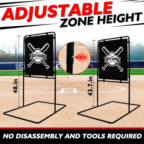 Vista 5 de Béisbol Strike Zone Target, marco de metal estable y duradero Blitzball Strike Zone Target, portátil y altura ajustable sin desmontar