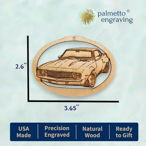 Vista 2 de 1969 Camaro Ornament, Camaro Lovers Gifts for Men, Women, Classic Car Christmas Ornament, Handmade in The USA