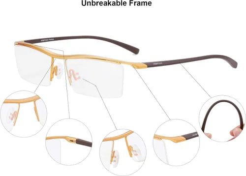 Vista 11 de Agstum Gafas de negocios sin montura de titanio puro, lentes transparentes