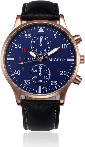 Vista 6 de Weicam Reloj de pulsera de cuarzo analógico para hombre, correa de cuero, retro, 6 piezas, Movimiento de cuarzo