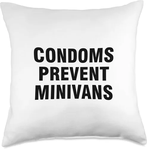 Vista 4 de Condoms Prevent Minivans Almohada de tiro 16x16, multicolor