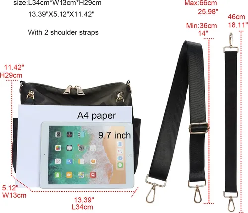 Vista 2 de PAKFIEKS Bolso cruzado de nailon impermeable para mujer, bolso de mano de camuflaje de gran capacidad, antirrobo, ligero, bolso de hombro de viaje