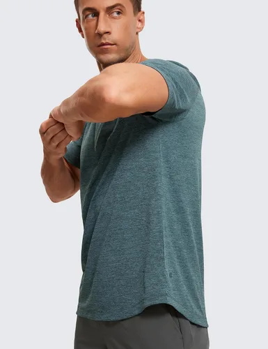 Vista 4 de CRZ YOGA Crewneck Workout Shirts for Men - Quick Dry Running Athletic T-Shirts Lightweight Basic Tops
