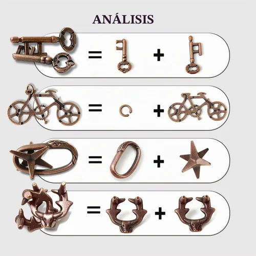 Vista 2 de MHY Rompecabezas Mentales de Metal Jumbo para Adultos - Paquete de 4 Juegos Mentales 3D Desafiantes con Estuche Portátil Juguetes de Lógica