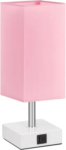 Vista 7 de Lámpara de mesa Ambimall con control táctil y 2 puertos de carga USB, lámpara de mesa de 3 modos para mesita de noche, lámpara de noche para A: rosa