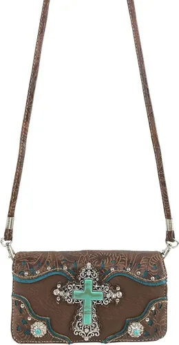 Vista 3 de Zelris - Muñequera con diseño de cruz occidental para mujer, Bronce