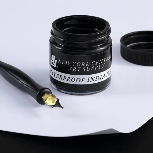 Vista 3 de New York Central Botella de tinta India de 1 onza: haz un impacto con tinta India negra mate, perfecta para artistas, caligrafía, ilustraciones y más