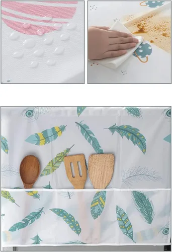 Vista 5 de Cubierta a prueba de polvo para nevera, lavadora, material PEVA, impermeable, con bolsillos de almacenamiento, bolsas para nevera, cubiertas Flores 1
