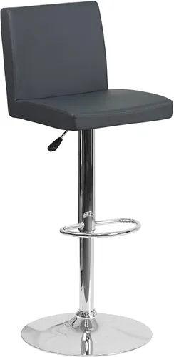 Vista 16 de Flash Furniture Taburete de bar contemporáneo de vinilo negro ajustable con panel trasero y base cromada (paquete de 1)