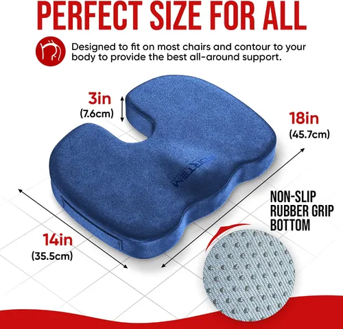 Vista 4 de FORTEM Cojín para asiento de silla (terciopelo, azul) + soporte lumbar
