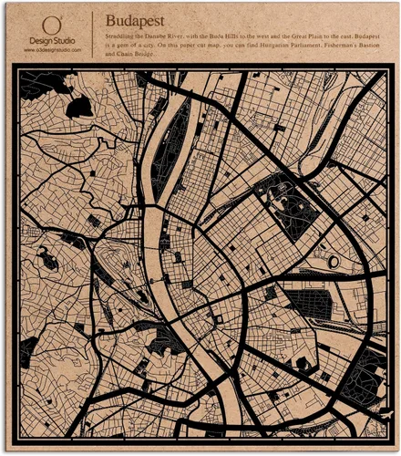 Vista 28 de O3 Design Studio Abu Dhabi - Mapa de corte de papel negro (12 x 12 pulgadas)