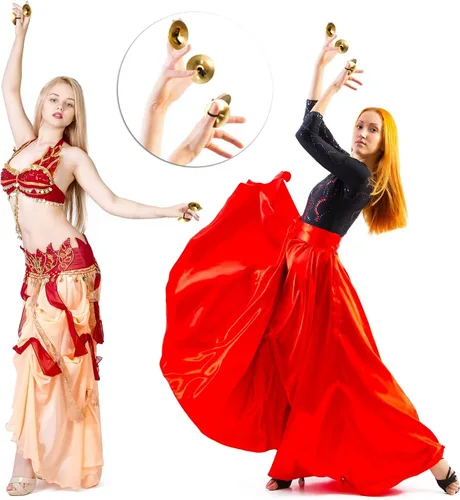 Vista 5 de 20 piezas de platillos de dedo danza del vientre Dancing Finger Dancing Zills Instrumento musical para fiesta de bailarín (dorado)