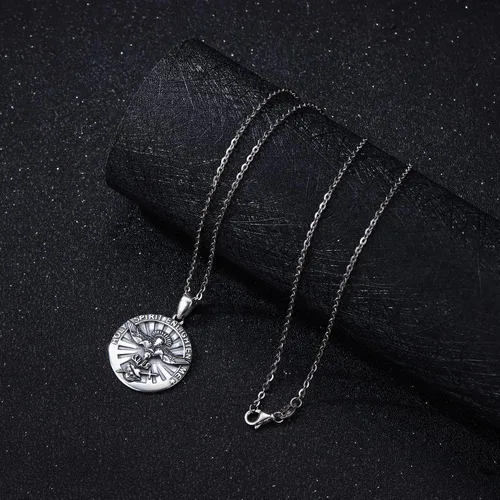 Vista 2 de Odinstone 925 Sterling Silver Amulet Necklace, Virgin MaryFirst Holy CommunionHoly SpiritEye of HorusGuardian Angel Wings Necklace Protection