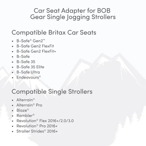 Vista 6 de BOB Gear Adaptador de cochecito de jogging individual para asientos de automóvil infantiles Britax, gris