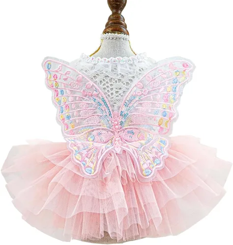 Vista 77 de ANIAC Daisy Vestidos para Perros Pequeños Hembra con Anillo para Correa, Nudo de Lazo Vestido de Boda para Cachorra, Traje de Gato de San Valentín