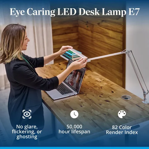Vista 7 de UPLIFT DESK Lámpara de escritorio LED E7, 3 modos de color ajustables, luz de escritorio de oficina en casa regulable para escritorio de pie