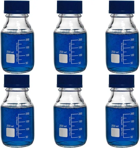 Vista 8 de Karter Scientific Botellas redondas de vidrio de 1.7 fl oz con tapa de rosca GL32, borosilicato, (paquete de 2)