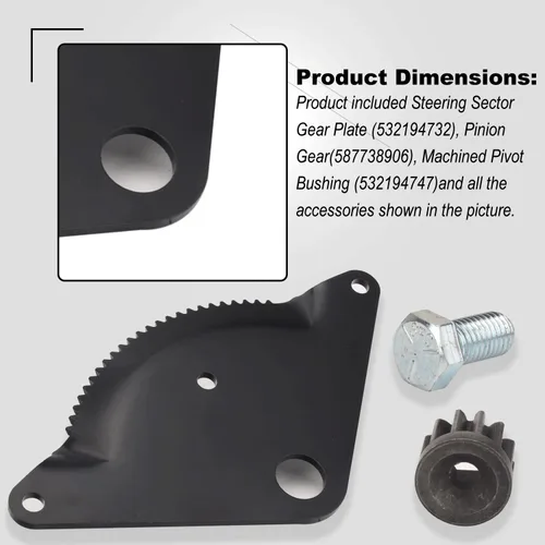 Vista 5 de 532194732 Kit de reconstrucción de engranajes de dirección con hardware compatible con Craftsman, AYP, Poulan, Weedeater cortacésped, sustituye a