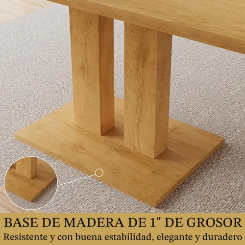 Vista 6 de HIPIHOM Mesa de comedor moderna de 46 pulgadas, mesa de cocina rectangular con acabado de roble, mesa de comedor compacta para 4, construcción