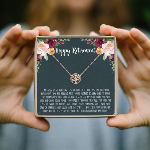 Vista 5 de Collar de jubilación Tarjeta con mensaje sincero y regalo de joyería de colegascompañeros de trabajo
