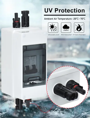 Vista 5 de DIHOOL Interruptor de desconexión solar de 10 amperios, disyuntor en miniatura con caja de riel din caja al aire libre para paneles solares