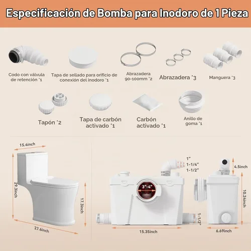 Vista 8 de 500MAX Upflush Macerating Toilet, Razor Sharp Grinder, 23ft Lift