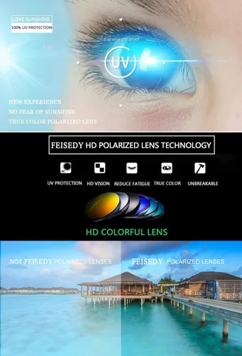 Vista 52 de FEISEDY - gafas de sol polarizadas para mujer, marco compuesto brillante B2289