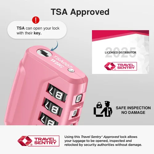 Vista 2 de Puroma Paquete de 2 cerraduras de equipaje aprobadas por la TSA, combinación de 4 dígitos, cerradura de código reiniciable con cuerpo de aleación