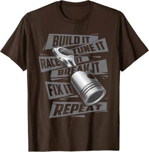 Vista 7 de Build It Tune It Race It Break It - Camiseta para entusiastas de los coches de carreras, talla S Negro