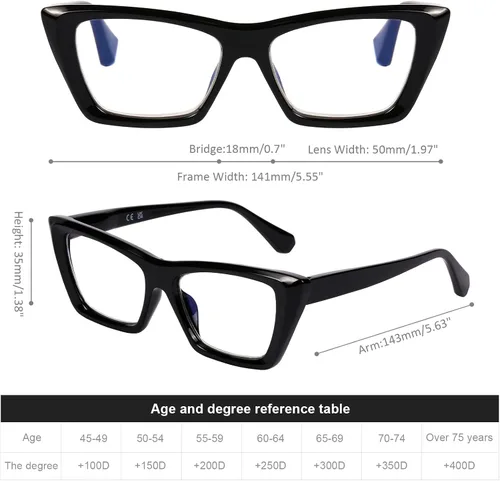 Vista 5 de DOOViC Paquete de 3 lentes de lectura a la moda para mujer, diseño de ojo de gato con bloqueo de luz azul, lectores de computadora 3 colores-s1