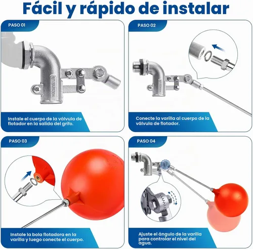Vista 7 de Válvula de flotador de acero inoxidable de 1/2 pulgada – Control de nivel de agua automático de acero inoxidable 304 de servicio pesado, brazo