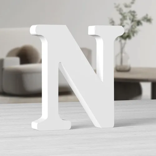 Vista 26 de AOCEAN Letras de madera grandes blancas de 10 pulgadas, letras de madera sin terminar para decoración de pared, letras decorativas de pie