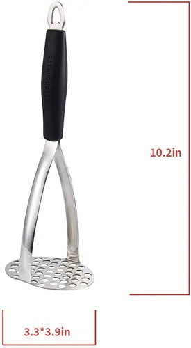 Vista 7 de Joyoldelf Triturador de papas de acero inoxidable resistente, herramienta de cocina integrada profesional y triturador de alimentos con mango