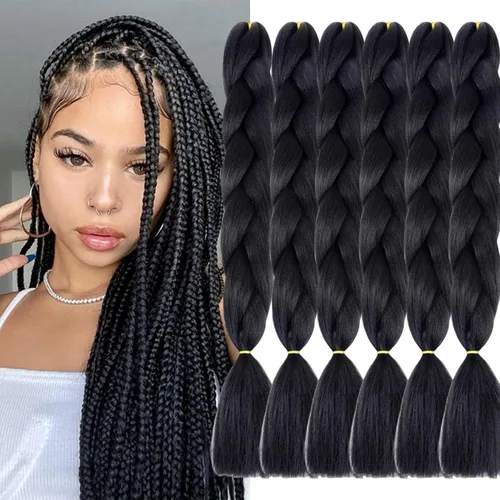Vista 11 de Beige (613) Cabello trenzado 6 paquetes de extensiones de cabello sintético de 24 pulgadas, extensiones de cabello trenzado Jumbo Ombre trenzado