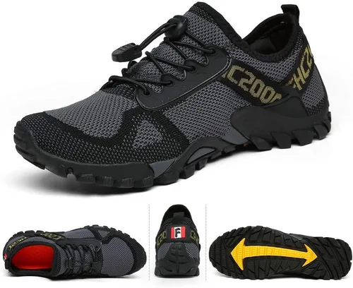 Vista 5 de ABAO Zapatos de senderismo para hombres y mujeres, zapatos deportivos al aire libre, antideslizantes, transpirables, zapatos bajos para caminar al