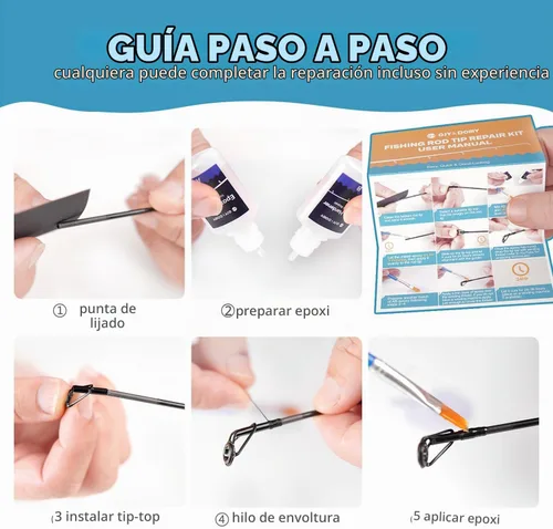Vista 3 de Fishing Rod Tip Repair Kit with Glue/Supplies/Step-by-Step Instructions Kit de pegamento AB