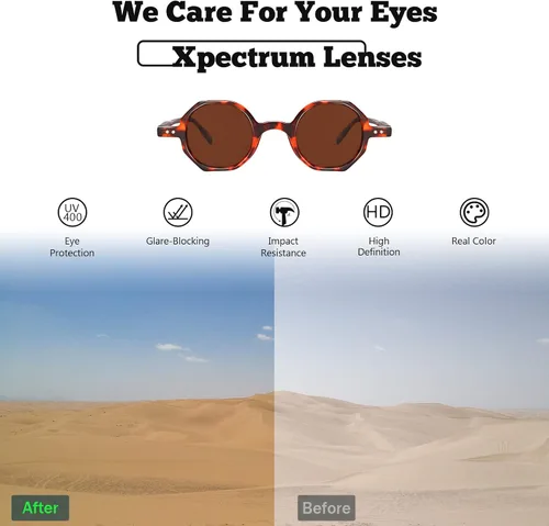 Vista 3 de Xpectrum Small Retro Hippie Round Sunglasses for Men Women Vintage Circle Sun Glasses