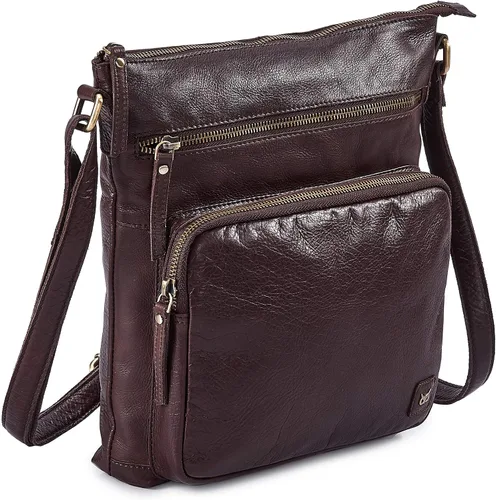 Vista 15 de Bolsos cruzados de cuero genuino y carteras para mujeres, bolsos de hombro cruzados hechos a mano, elegantes y modernos