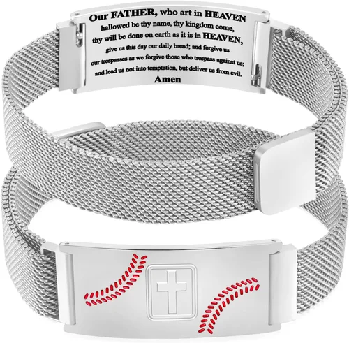 Vista 93 de Regalos de graduación, pulsera de fútbol, fútbol, baloncesto, béisbol, regalos de pulsera, pulseras de cruz de fe para hombres, bautismo, primera