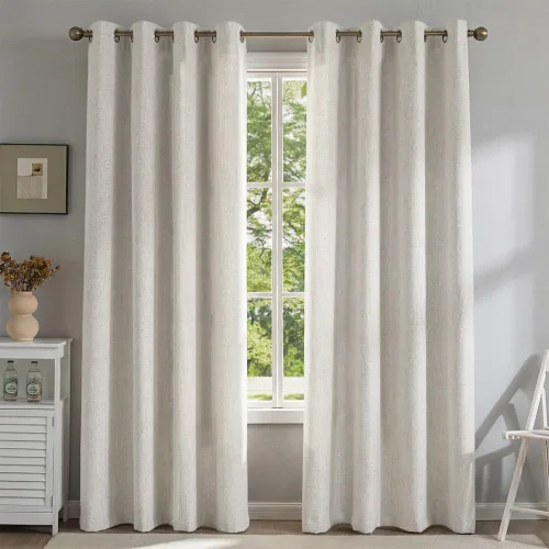 Vista 9 de Cortinas de lino libres de PFAS en negro de 63 pulgadas de largo, juego de 2 paneles, 100% cortinas opacas largas para dormitorio, sala de estar
