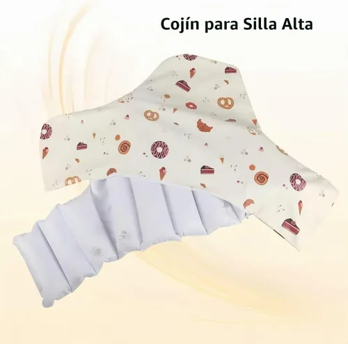 Vista 3 de Cojín para silla alta con funda para IKEA Antilop Bebés Niños Infantes Inflable y Reversible Cojín Inflable Integrado Postre Blanco